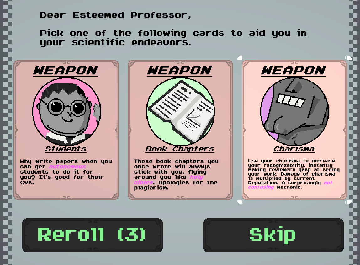 TappedMango's tweet photo. Question for the Academics: What is your favorite weapon for increasing your h-index? #PublishOrPerish #Academia #PhD #phdlife #indiedev https://t.co/GLSqJkOPV8