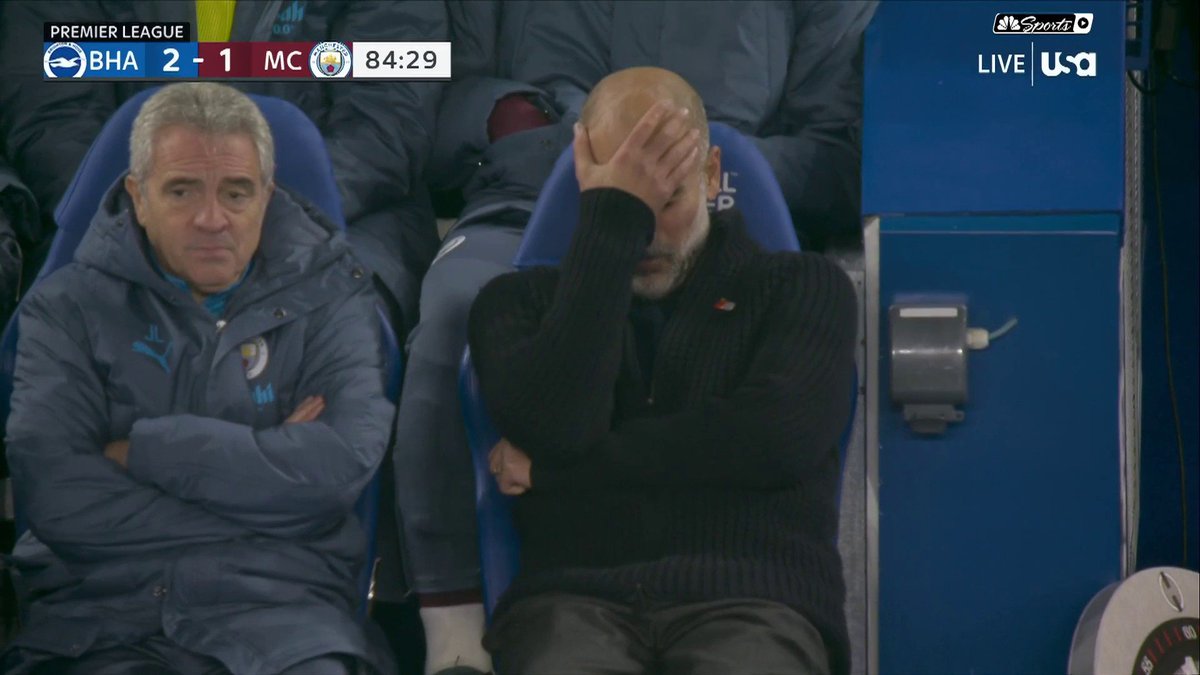 MenInBlazers's tweet photo. Manchester City have lost four straight games for the first time since 2006 😲 https://t.co/q7d9mMbDNZ