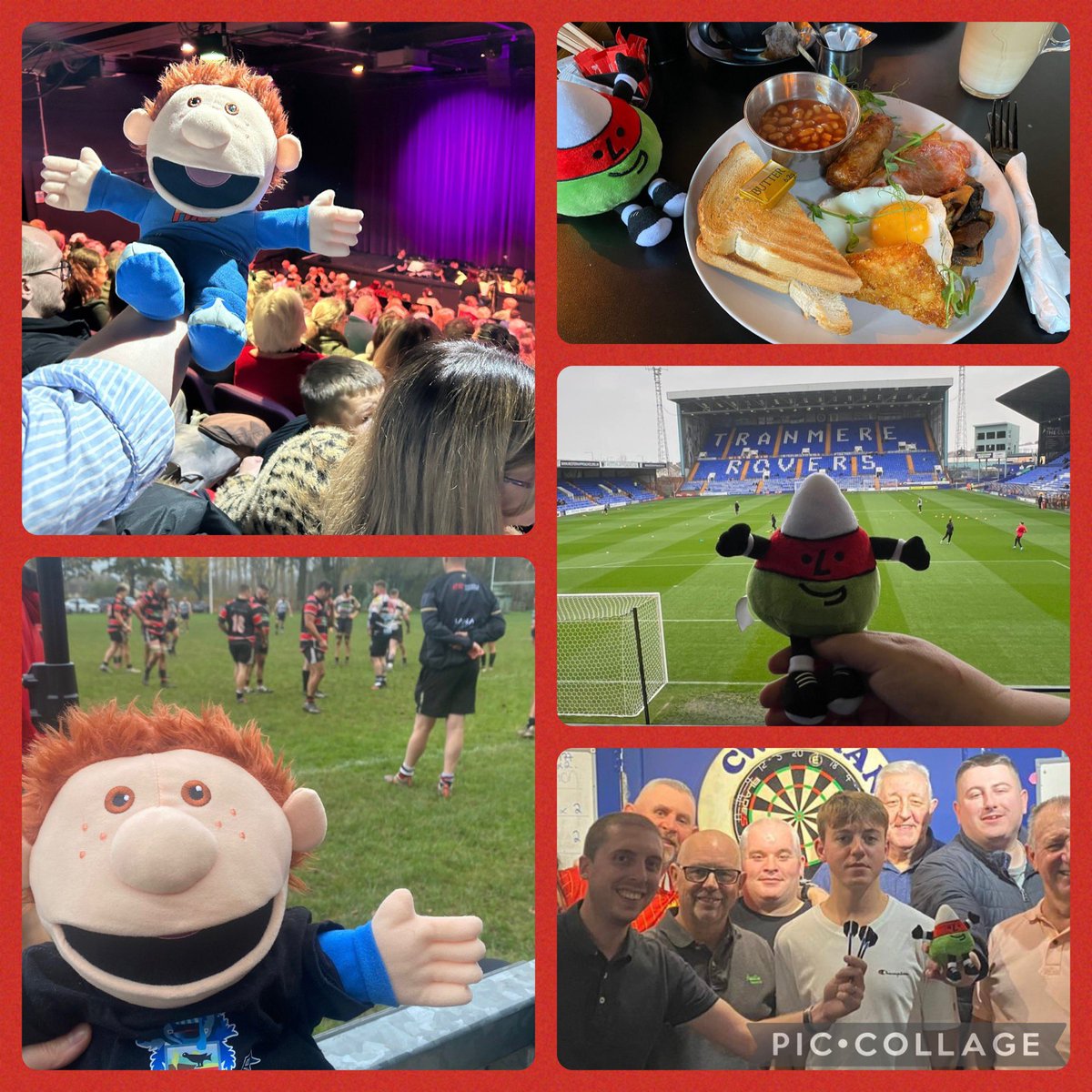 Flic, Fflac &amp; Mistar Urdd have had a busy weekend with <a href="/MaendyPrimary/">Maendy Primary</a> teachers this weekend - Brecfast, Dartiau, Rygbi, Pel-droed a Theatr! Antur Anhygoel! @EAS_Cymraeg