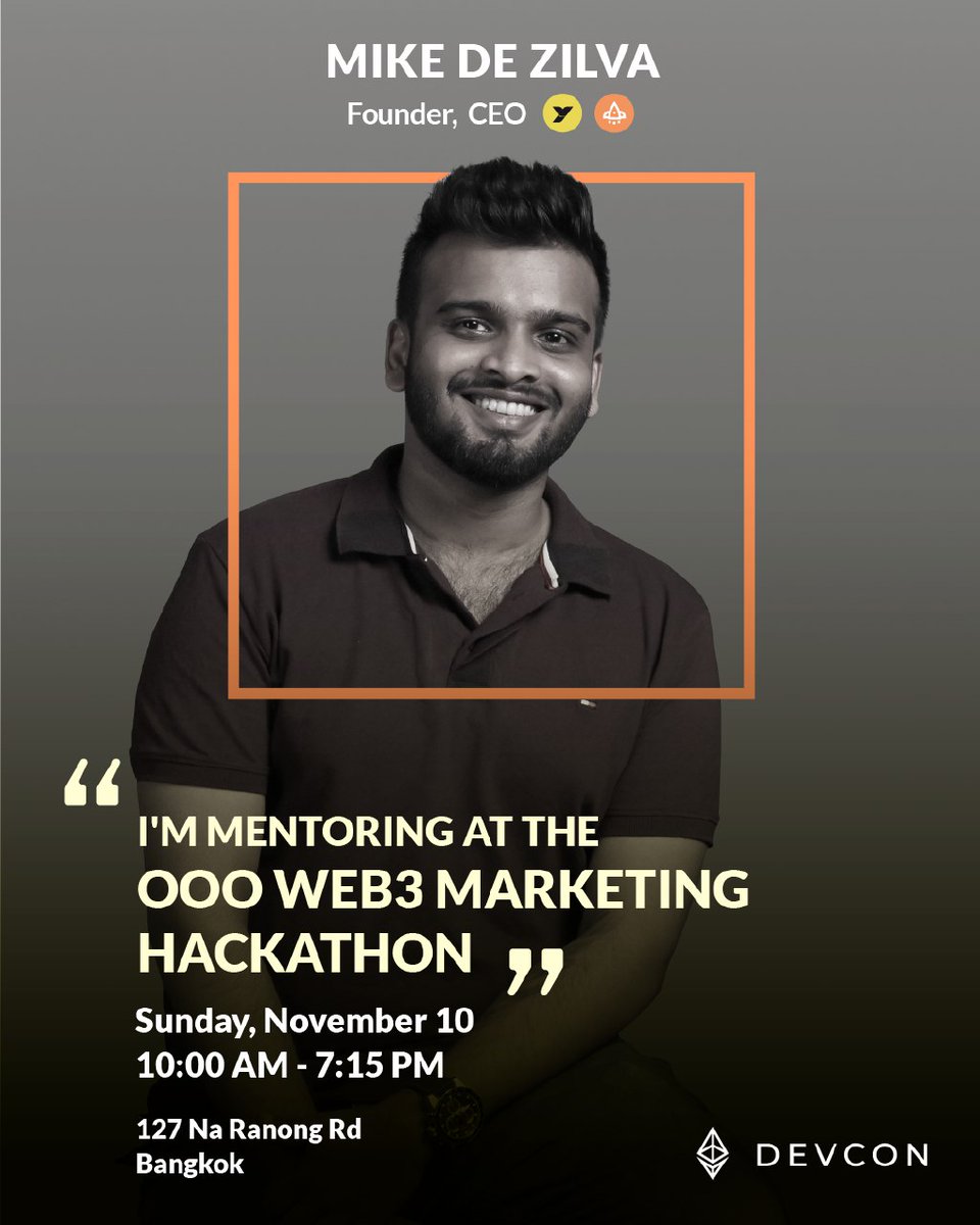 Our Founder, Mike De Silva, is mentoring at the OOO Web3 Marketing Hackathon w/ Giga TODAY for Devcon week! 
A day full of creativity, innovation, and web3 insights awaits!
Learn More 👉 lu.ma/ldchufym