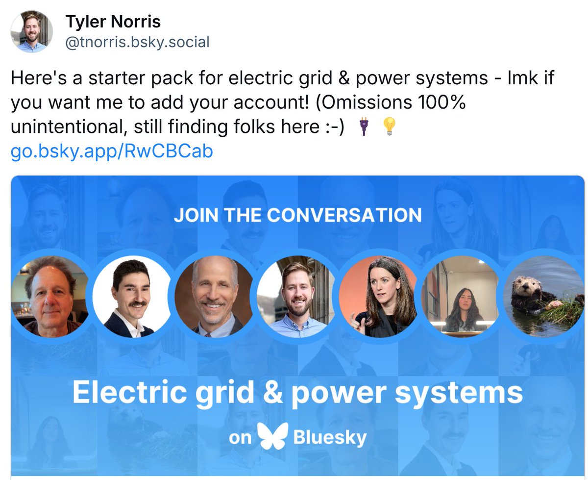 tylerhnorris's tweet photo. I'm told the other platform is ramping up again, so I created a starter pack for electric grid &amp; power systems. This will remain my main venue for now but will start engaging more there! https://t.co/rbryUvqhQs