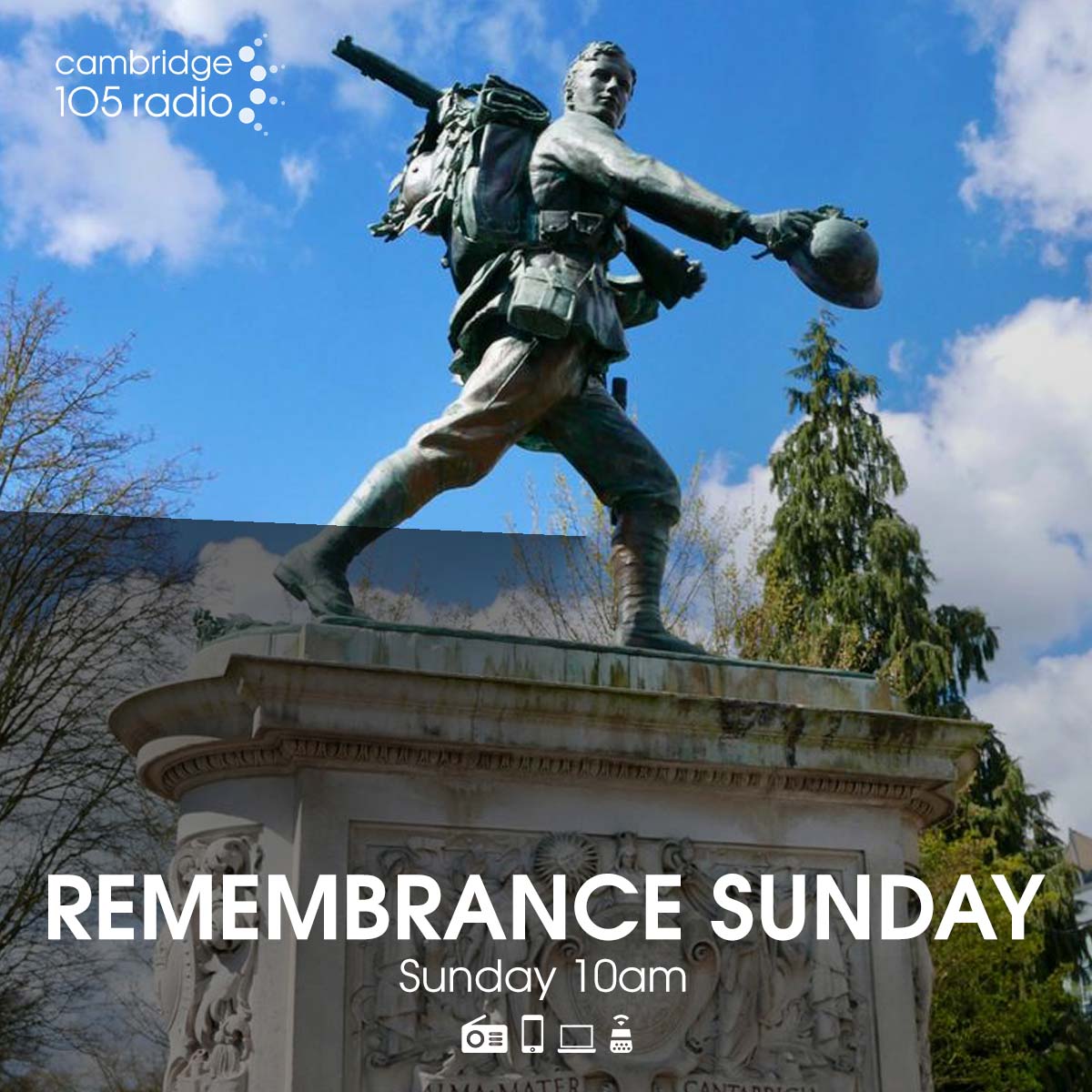 Cambridge Radio (@cambridgeradio) on Twitter photo Julian Clover is at the Hills Road War Memorial for the annual Ceremony of Remembrance. With The Schola Cantorum of King’s College School led by <a href="/randlejd/">James Randle</a> and <a href="/waterbeachband/">Waterbeach Brass</a>. Service led by @Rev_Nay. Live from 10.00 with coverage of the parade FM | Digital | Smart Speaker. Julian Clover is at the Hills Road War Memorial for the annual Ceremony of Remembrance. With The Schola Cantorum of King’s College School led by <a href="/randlejd/">James Randle</a> and <a href="/waterbeachband/">Waterbeach Brass</a>. Service led by @Rev_Nay. Live from 10.00 with coverage of the parade FM | Digital | Smart Speaker.