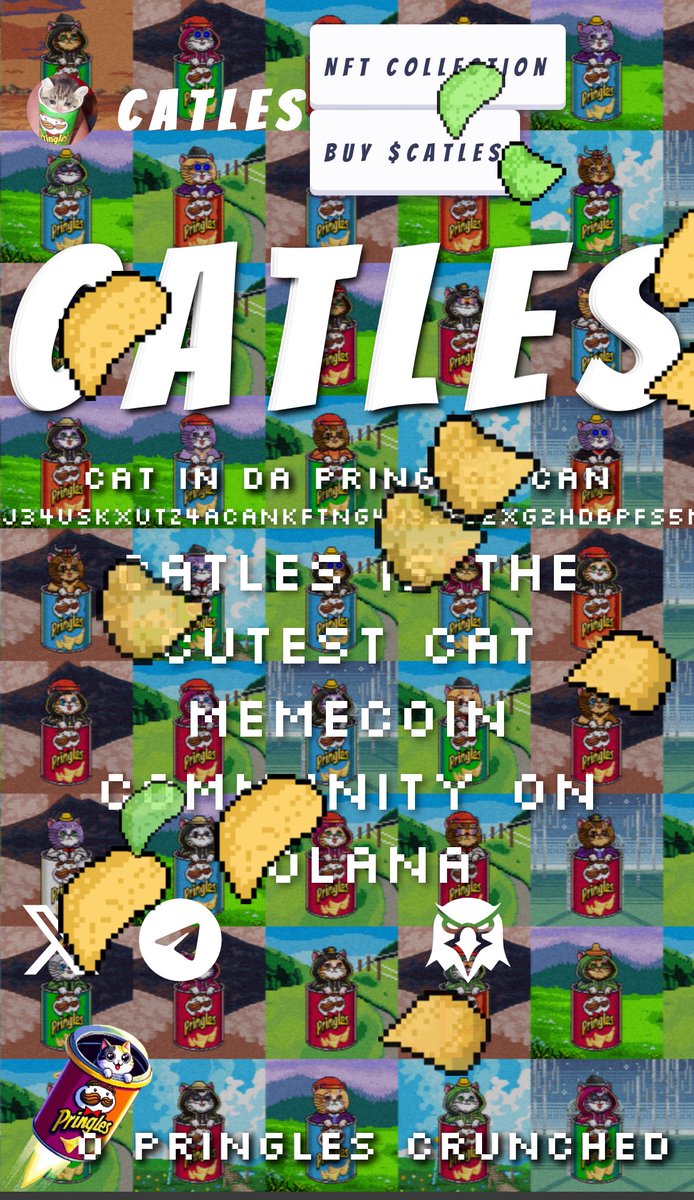 cloutXBT's tweet photo. $CATLES / cat in the Pringles can

> OG cat meme
> charity fundraiser with @POPCATSOLANA 
> good memeability
> cute website with a mini game (https://t.co/LAFI4kucQb)
> sitting at $25k cap https://t.co/jG7hlvI5ry