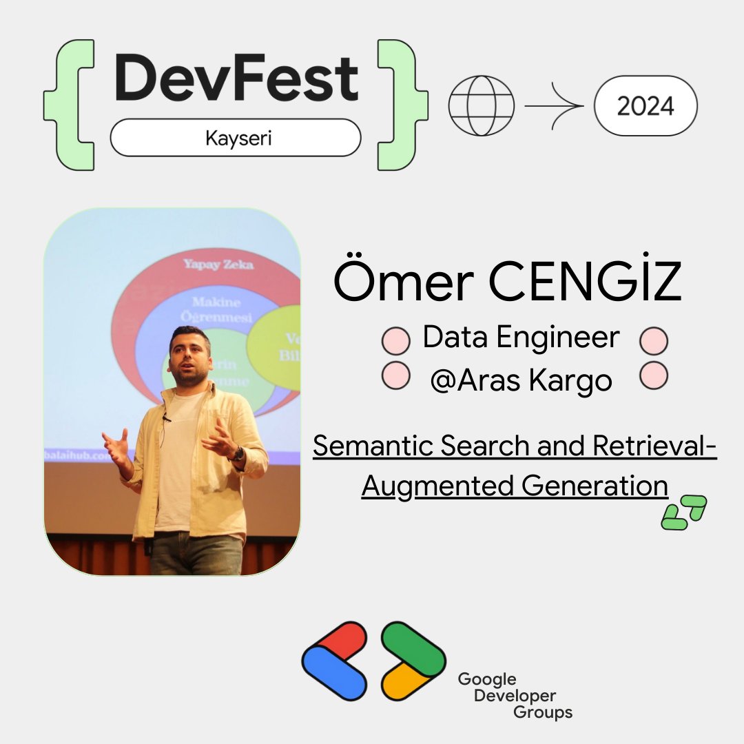 Heyecanla beklediğimiz DevFest'24 Kayseri'nin bir başka konuşmacısı Ömer Cengiz!🚀

Aras Kargo'da Data Engineer olarak çalışan Ömer Cengiz "Semantic Search and Retrieval-Augmented Generetion" başlıklı konuşması ile bizlerle birlikte olacak.

linktr.ee/devfestkayseri