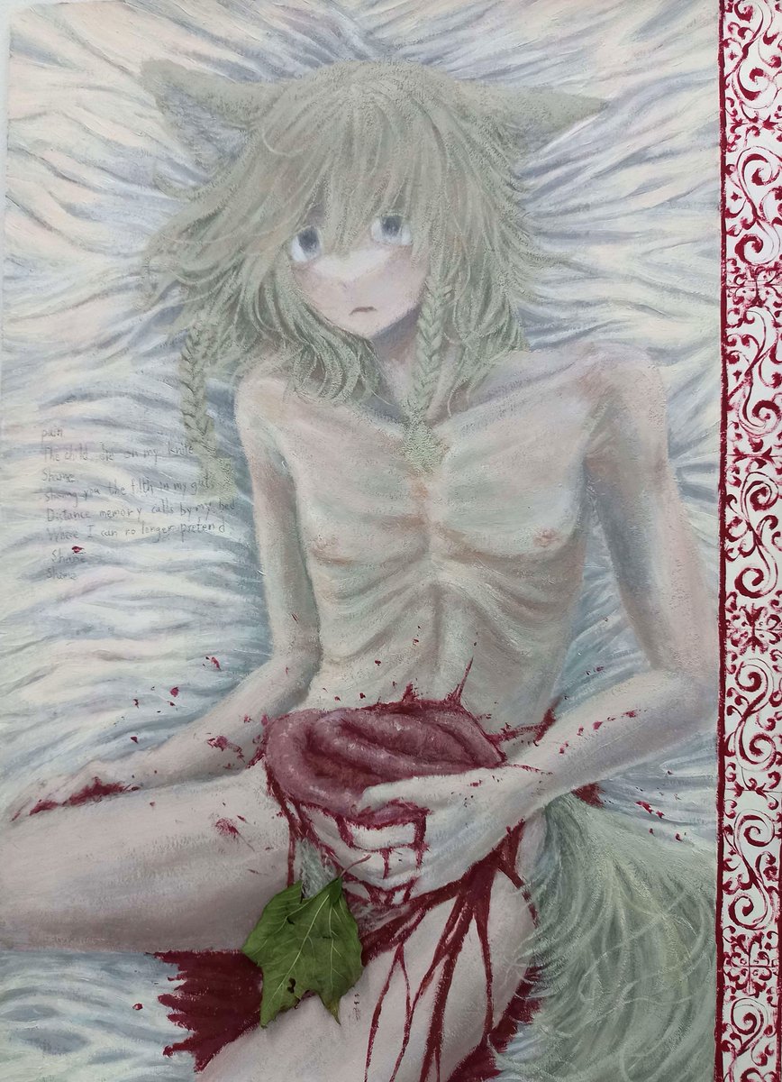 My weird ass acrylic painting with wolf boy