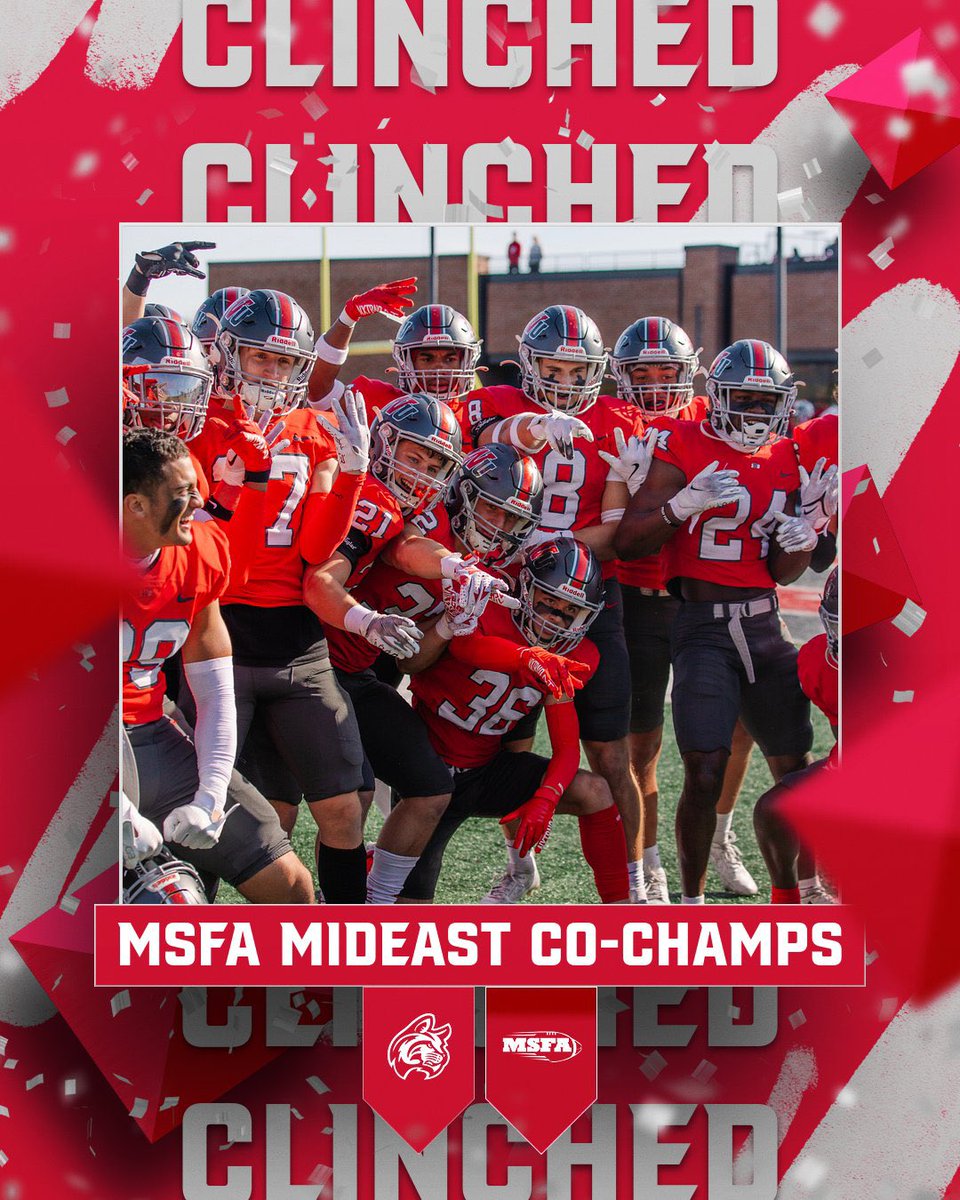 ‼️ CLINCHED ‼️

With today’s 31-14 win over Siena Heights, <a href="/IndWesleyan_FB/">Indiana Wesleyan FB</a> clinches a share of the MSFA Mideast Championship! 🏆

The Wildcats can win it outright with a win next week at home against Lawrence Tech! 🏈

#BothAnd