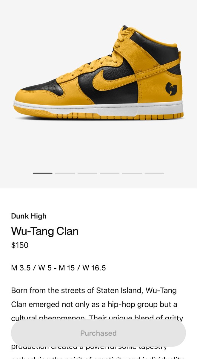 EmpierDoc's tweet photo. Hmmmm 🤔. Idk how to feel about this. I finally win something on #SNKRS #WuTangDunks https://t.co/ZrOrLwyu5S