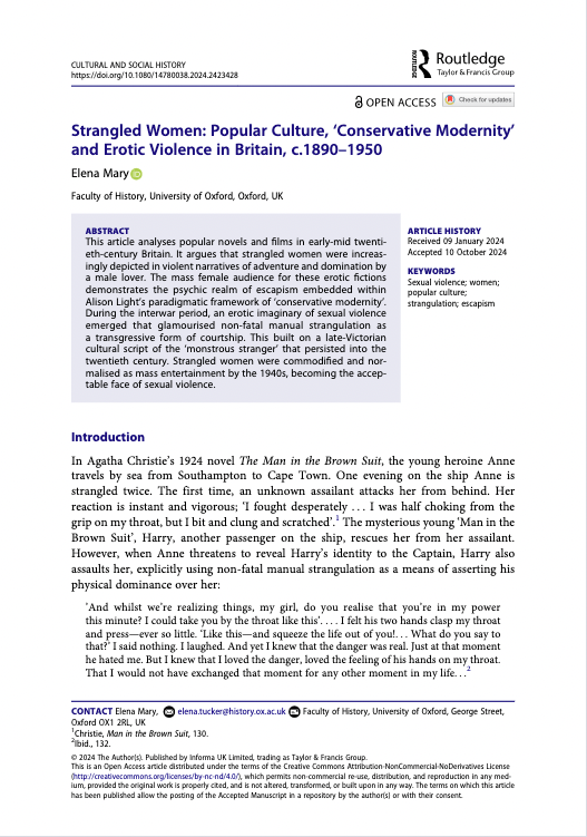 elena_wajs's tweet photo. For anyone still lingering on this cursed app - really proud to share my first article, available open access here: https://t.co/XDlvwWjXC1 come for modern british history, stay for dracula, agatha christie, erotica, 1940s cinema &amp; more! https://t.co/Lbv9vgFhVV
