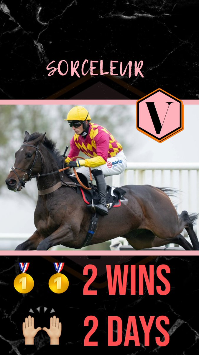 Hardy horse SORCELEUR goes 2 from 2 in space of a day
<a href="/ExeterRaces/">Exeter Racecourse</a> &amp; <a href="/wincantonraces/">Wincanton Racecourse</a> double!!

Big well done to all involved <a href="/PFNicholls/">Paul Nicholls OBE</a> team and <a href="/CobdenHarry/">Harry Cobden</a> , great 24 hours for owners Anne Underhill &amp; John White 

♥️💛♥️

#ValentineBloodstock