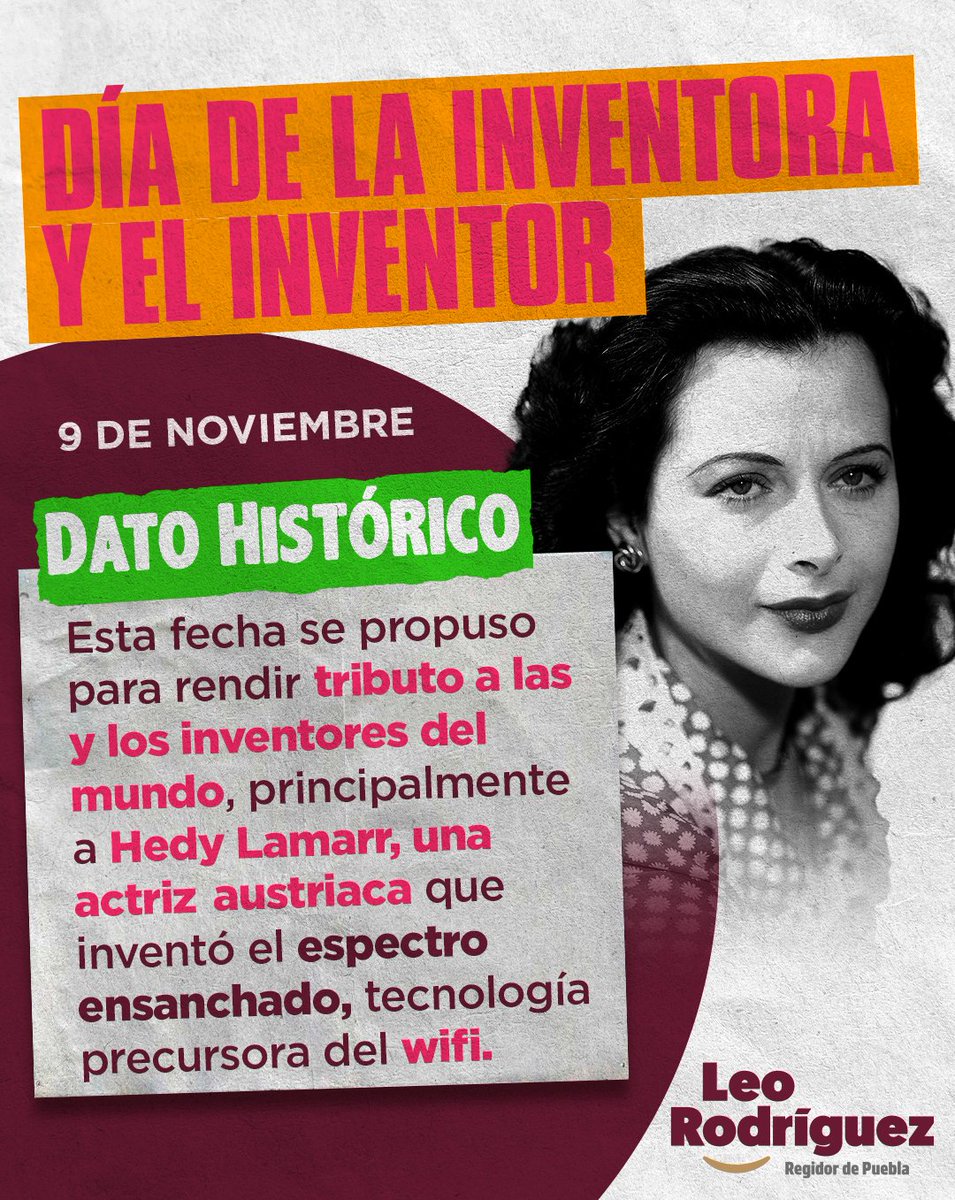 leobardorj's tweet photo. ¡Feliz Día Internacional de la #Inventora y el #Inventor! 🎉
Hoy celebramos a las mentes creativas que han transformado el mundo, y recordamos especialmente a #HedyLamarr, quien dejó un legado invaluable al ceder la #patente de su invento al ejército estadounidense durante la Segunda Guerra Mundial. El que su nombre quedara en el anonimato durante gran parte de la historia es la razón para siempre nombrarla a ella y a todas nuestras audaces inventoras. 👩🦱 👩🦳 👵