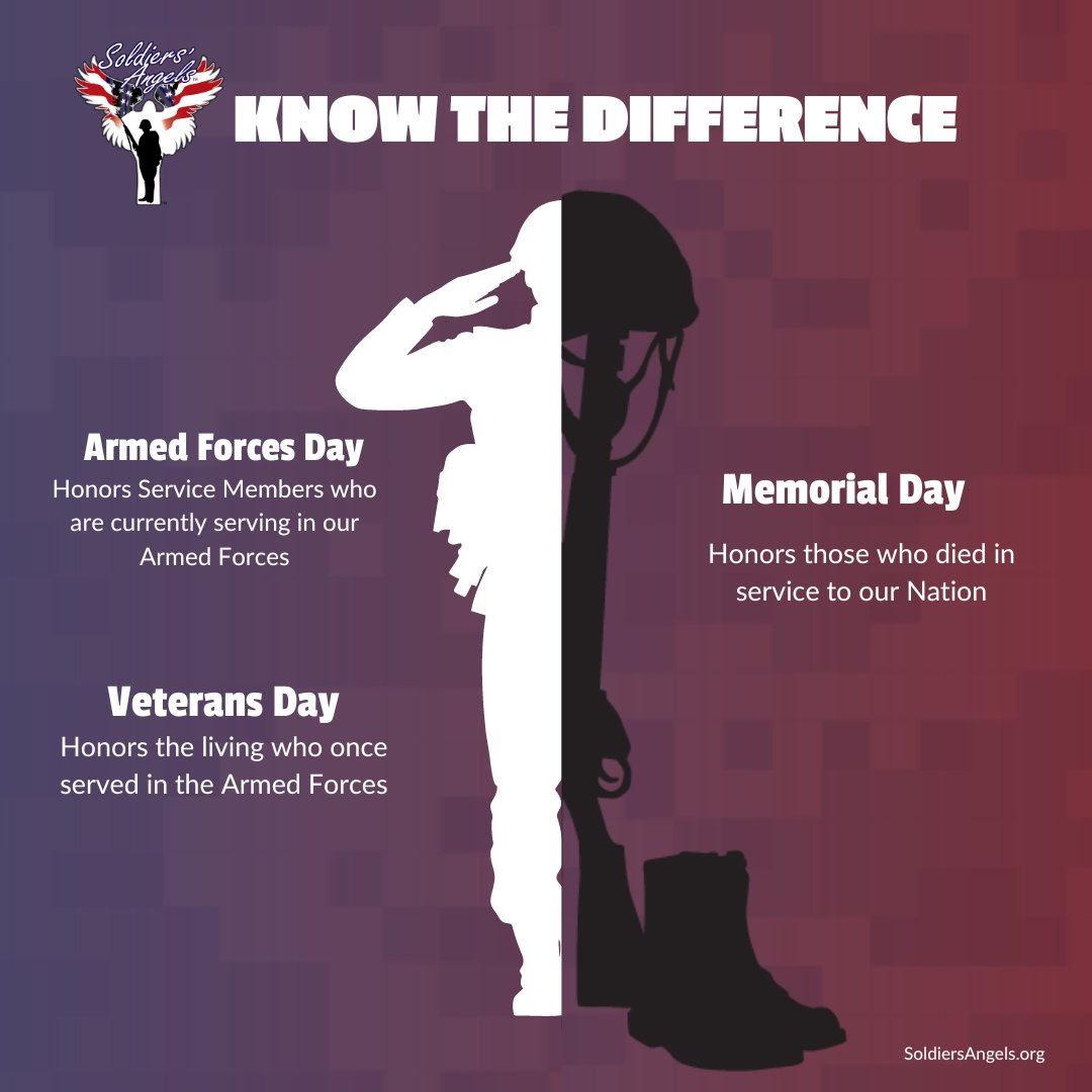 soldiersangels's tweet photo. Veterans Day is almost here! 🇺🇸 It’s important to know the difference between military holidays to honor our heroes properly. On Nov 11, we recognize all living Veterans who served. Learn more and see what to say in our blog! https://t.co/E8oAt2ZnAH #VeteransDay https://t.co/qLtQ7WJAhY