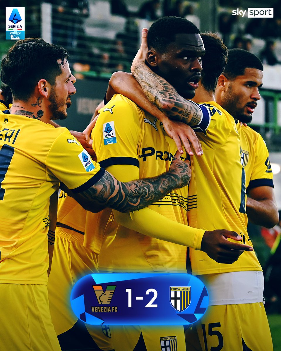 SkySport's tweet image. ULTIM'ORA SERIE A
Giornata 12

Venezia-Parma 1-2
⚽️ #NicolussiCaviglia (5'), #Valeri (17'), #Bonny (68')

#SkySport #Venezia #Parma #SerieA #VeneziaParma