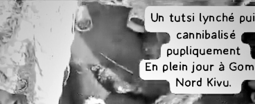 MaishaRdc's tweet photo. #GOMA_RDC:
La vidéo est d'une sensibilité insupportable, c'est pourquoi nous préférons en tirer cette image pour exprimer à toute l'humanité notre grogne sur les actes du cannibalisme contre les tutsis congolais qui font surface à l'Est de la RDC de manière exponentielle et très inquiétante.
Le Sieur KABERUKA MICHEL, originaire de NGUNGU dans le Territoire de Masisi, Province du Nord-Kivu, âgé de 32 ans, a été pris, lynché, brûlé et mangé en raison de son appartenance ethnique et faciès supposé Tutsi.
Les extrémistes dans la vidéo après avoir mangé le cœur du Sieur KABERUKA MICHEL, déchiquetent le reste de son corps en morceaux, en appelant au public qui assiste d'acheter au prix de la grandeur de chaque morceau.
Avant les tutsis congolais étaient brûlés, et mangés, mais aujourd'hui maintenant leur chair une fois brûlée, maintenant elle est exposée à la vente comme une viande mise au marché.
Le Sieur KABERUKA MICHEL Michel venait de Nzulo avant d'être pris par les extrémistes, les wazalendo, qui ont pris son argent et son téléphone, en incitant au public qu'il s'agit d'un voleur d'une boisson, dans l'objectif de l'empêcher de revendiquer ses biens. Et du coup, il a été pris, brûlé et mangé.
C'est la deuxième fois qu'un tutsi congolais est brûlé dans cette zone de Mugunga, bastion des Wazalendo et Fdlr qui sont actifs dans le RUSAYO. C'est autre jeune tutsi Congolais, qui était brûlé et mangé encore dans cette partie de MUGUNGA, était faussement accusé d'avoir un téléphone qui filmait les positions des FARDC. Ce qui était totalement faux. Il s'agit des arguments pour justifier sa persécution.
Il y a récemment, dans le FIZI, un autre tutsi congolais vient d'être lynché, brûlé et mangé par les miliciens https://t.co/wtxsJ3qg0f….
Depuis juin 2022 lorsque FAUSTIN NTAYOBERWA était mangé à KALIMA dans la province du Maniema, jusqu'à aujourd'hui aucun auteur de tels actes de cannibalisme contre les Tutsis congolais est déjà poursuivi, malgré qu'ils se filment en commettant ces actes. Par contre, les officiels congolais qualifient ces auteurs des patriotes , des héros qui défendent leurs Terres contre les envahisseurs rwandais tutsis.
A l'instant, l'État congolais finance les activités d'incitation à la haine antitutsie par la vulgarisation du pseudo livre Holocauste au Congo de ONANA dans les milieux académiques en RDC, bien que les Tutsis congolais sont présentés dedans comme la cause de la destruction de la RDC, le mal du Congo Kinshasa, avec toutes les théories hamitiques.
@_AfricanUnion @AUC_MoussaFaki @EU_Commission @EUatUN @UNOSAPG @WairimuANderitu @AsstSecStateAF @JuttaUrpilainen @AlgeriaUN
@MaltaUNMission
@ONUMocambique
@SLOtoUN
@swiss_un @UNDSS @SCRtweets @un_council
@UsambUN
@Denmark_UN
@UKUN_NewYork
@CanadaUN @WairimuANderitu
@FranceONU @JuttaUrpilainen @HuangXia16 @SophieUKRPG @NBerlangaEU @AmbSuisseRDC @eucopresident @JosepBorrellF @StateDeptSpox @EP_President @SwissmissionEU @UNDSS @SecBlinken @USAmbUN @CyrilRamaphosa @KagutaMuseveni @WilliamsRuto @4thPresidentKE @jlprdeangola @EmmanuelMacron @secgen @volker_turk @mbachelet @antonioguterres