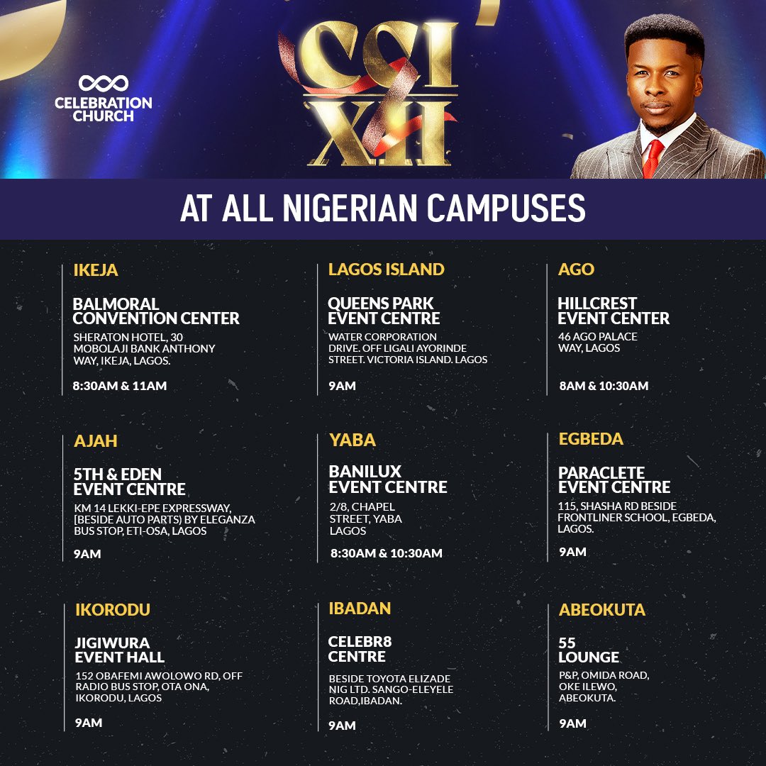 pst_iren's tweet image. Celebration Church is 12yrs old!

Glory be to Jesus
Our sponsor
Our defender
Our saviour
Our everything

Oran mo nise fatayati 

This boy is grateful 
This Church is grateful 

12yrs after 
18,000 members after
We give you the glory.
Sender and doer!

Happy Anniversary to us
Join…