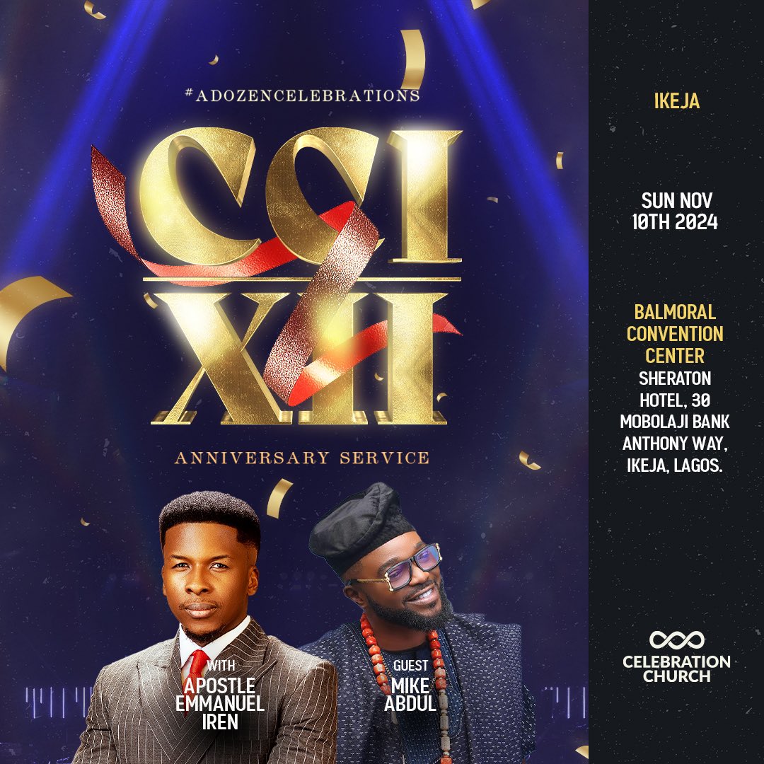 pst_iren's tweet image. Celebration Church is 12yrs old!

Glory be to Jesus
Our sponsor
Our defender
Our saviour
Our everything

Oran mo nise fatayati 

This boy is grateful 
This Church is grateful 

12yrs after 
18,000 members after
We give you the glory.
Sender and doer!

Happy Anniversary to us
Join…