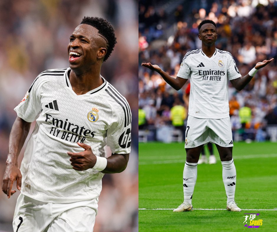 FjpSports's tweet photo. 🔥 ¡@ViniJr lo hace otra vez! 🔥

Con un hat-trick de otro mundo, el Balón de Oro del pueblo lidera al Real Madrid en una aplastante victoria 4-0 sobre Osasuna. ¡Pura magia brasileña! 🇧🇷⚡

⚽️ 34' ⚽️ 61' ⚽️ 68'

¡El Bernabéu está a sus pies! 🙌 #HalaMadrid #Vinicius https://t.co/uY5VeyNrJz