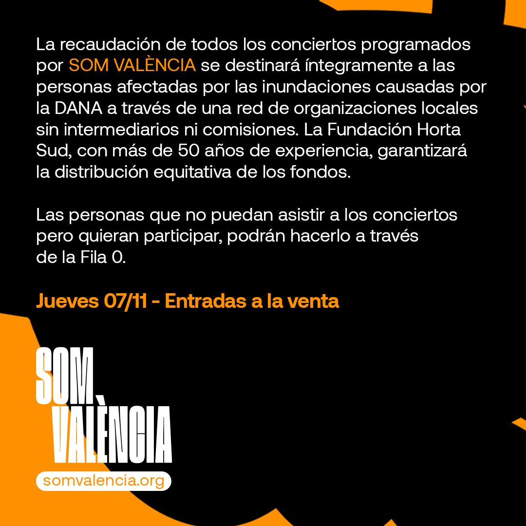 belakoband's tweet photo. Espectacular cómo se ha movilizado gracias a #SOMVALÈNCIA gran parte de la escena estatal para ayudar a las personas afectadas por la DANA con un montón de conciertos. N
os vemos este martes en la sala Crystal de Bilbo. Amunt València 🧡
https://t.co/T8lEyPStai https://t.co/Bs1P5e9P6j