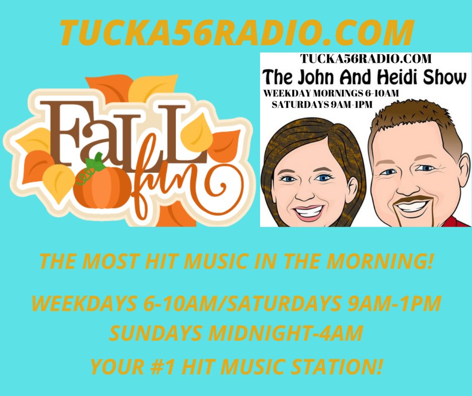 RadioTucka56's tweet photo. #NowStreaming John & Heidi #Weekend 9am-1pm
#DancePartyWeekend #HappyVeteransDay
#TUCKA56RADIO is on #GetMeRadio
https://t.co/DxvPByFylB #FallFun
https://t.co/ljfeKdrqmc
#Listen #worldwide #Japan
Home of #JohnandHeidi #VanCampandMorgan #BTS
#HitMusicStation #BTSSpotlights https://t.co/mVYBYTpvmp