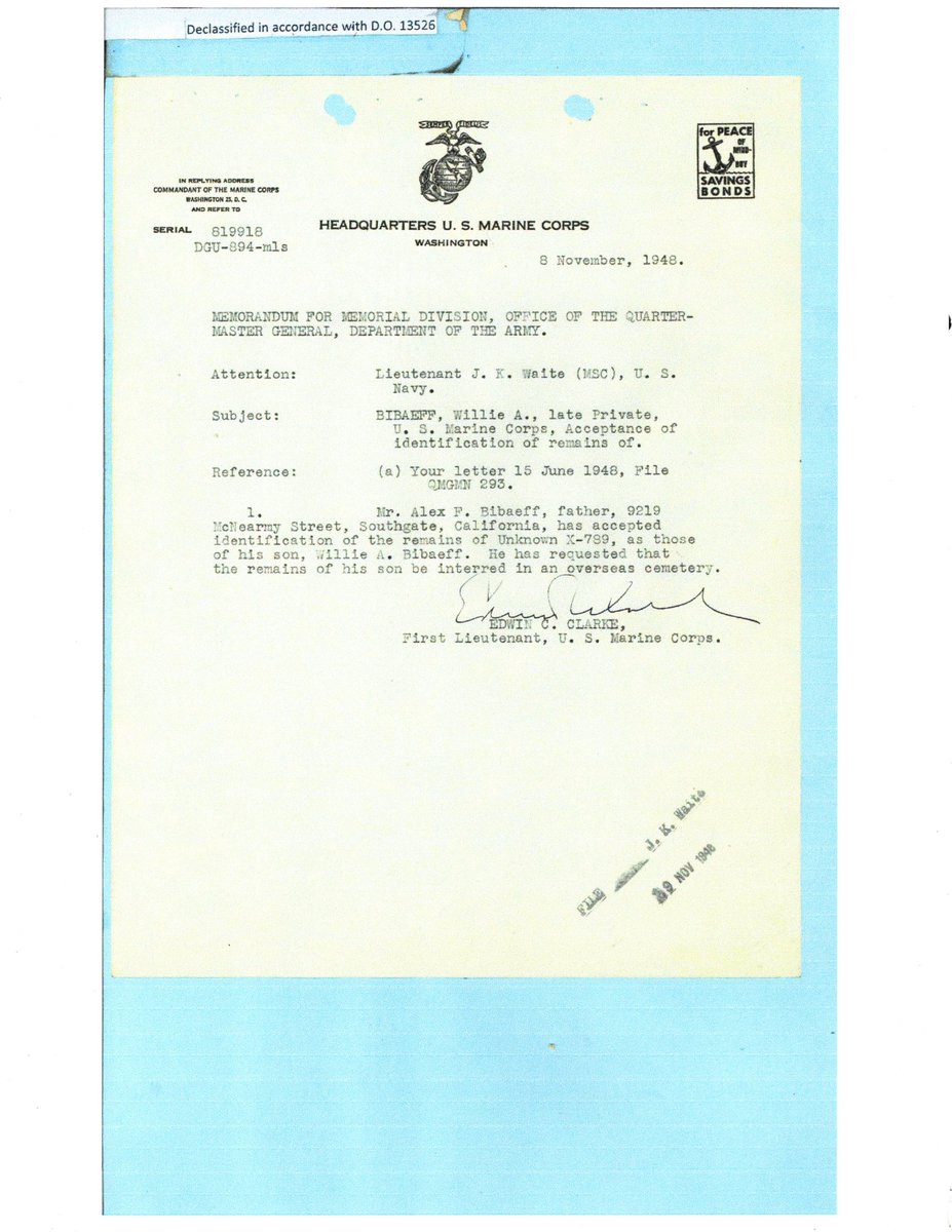 WW2Researcher's tweet image. Private Willie A. Bibaeff, of Southgate, California, and Company L of the 3rd Raider Battalion, was killed in action on Bougainville Island on November 9, 1943, 81 years ago today. @CorpsHistory @WW2Researcher #3rdRaiderBattalion