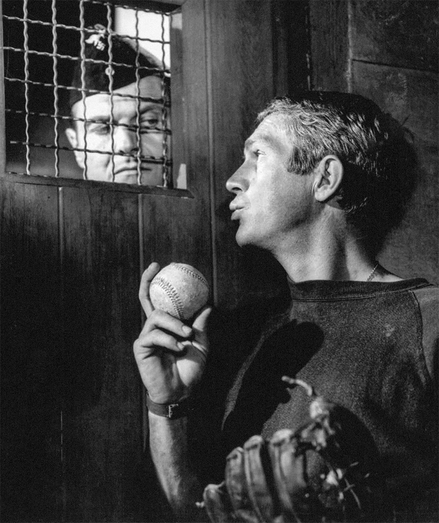 Steve McQueen as Captain Virgil Hilts, aka "The Cooler King," in John Sturges' 1963 epic war adventure film, THE GREAT ESCAPE #SteveMcQueen