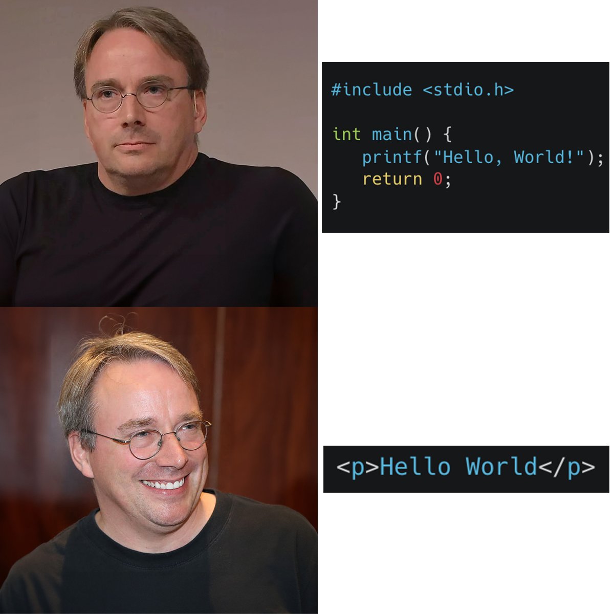 IsMrRobot's tweet image. Programming in C vs Programming in HTML 😅