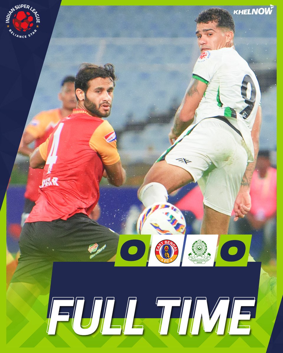 KhelNow's tweet photo. The first point for East Bengal FC as Kolkata mini-derby ends goalless 🔥👀

#IndianFootball #ISL #LetsFootball #ebfcmdsc https://t.co/78iTlCaV2A