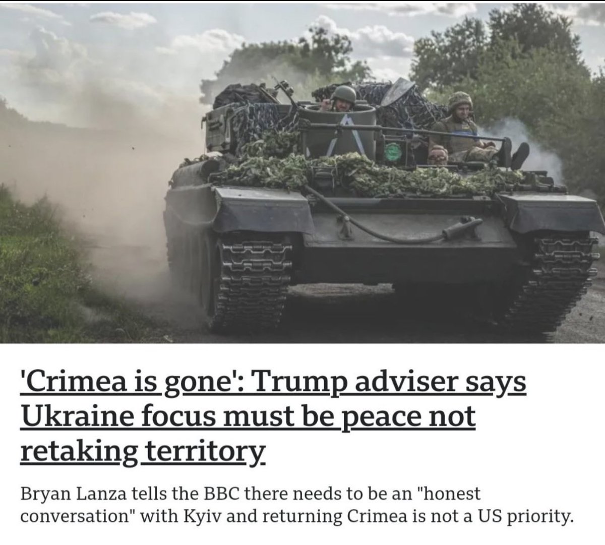 Bryan Lanza, a Republican party strategist, told the BBC in an interview that the Trump administration will ask Volodymyr Zelensky for his version of a "realistic vision for peace".

"And if President Zelensky comes to the table and says, well we can only have peace if we have