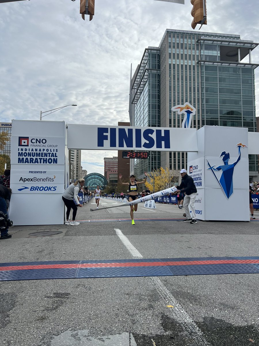 indymonumental's tweet photo. A huge congratulations to our winners for the CNO Financial Indianapolis Monumental Marathon!

🥇 Austin Nolan - 2:16:32 🥇 Lindsey Bradley - Unofficial Course Record 2:31:49 https://t.co/1oLrf2r4gW
