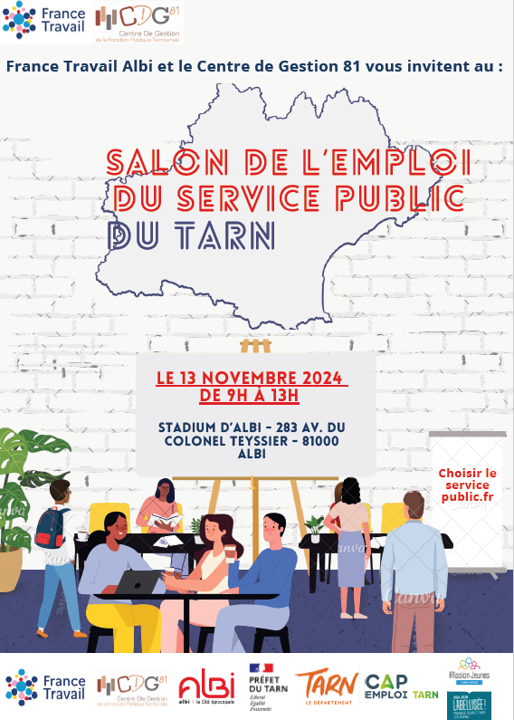L'emploi public vous intéresse ?
👉 France Travail et ses partenaires, vous invitent au salon du #Tarn le 13 novembre matin.
Rendez-vous au Stadium d'#Albi