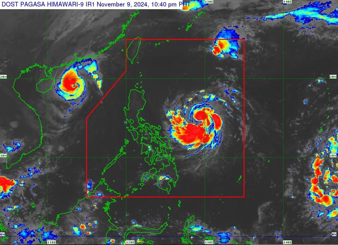 philredcross's tweet photo. #PRCUpdate | According to @dost_pagasa  11:00 PM weather bulletin on Saturday, #NikaPH further intensifies as it moves westward over the Philippine Sea east of Bicol region.

Tropical Cyclone Wind Signal #1 were hoisted in the following areas:

#PRCCares #AlwaysFirstAlwaysReadyAlwaysThere