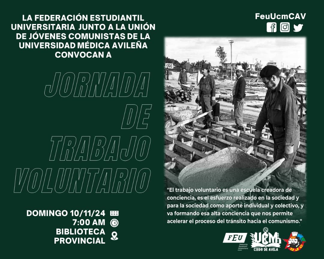 📣Atención a toda la comunidad universitaria de las ciencias medicas avileñas⚕️

#tuparticipacioncuenta
#FeuUCMCAV