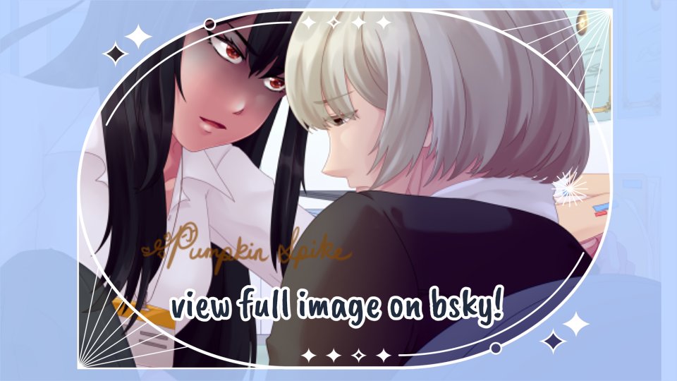 CGs for our #SpooktoberVNJam2024 entry, UnderHolo!  

🦋bsky.app/profile/pumpki…

Play the game here to get the full context of what's happening! cuteshadow.itch.io/underholo

#visualnovel #vndev #yuri #CutieSaturday #ScreenshotSaturday
