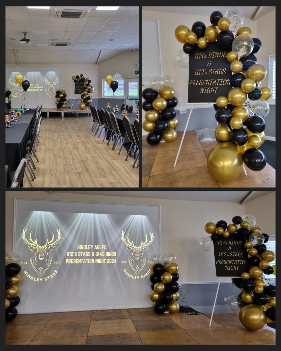 HindleyArlfc's tweet photo. 🖤💛𝗪𝗲 𝗮𝗿𝗲 𝗕𝗹𝗮𝗰𝗸 𝗮𝗻𝗱 𝗚𝗼𝗹𝗱! 💛🖤
All set and ready for our U12s Blacks and U14s Hinds Presentation Evening!
Have a ball everyone!
#blackandgold #upthestags #JoinUsNow https://t.co/MDrwGoDnHs