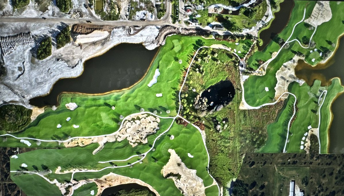 tonynyssegcs's tweet photo. A good friend was doing some mapping this morning &amp; sent over an aerial of the South Course. 96 hour until opening. https://t.co/DubmzZgPU9