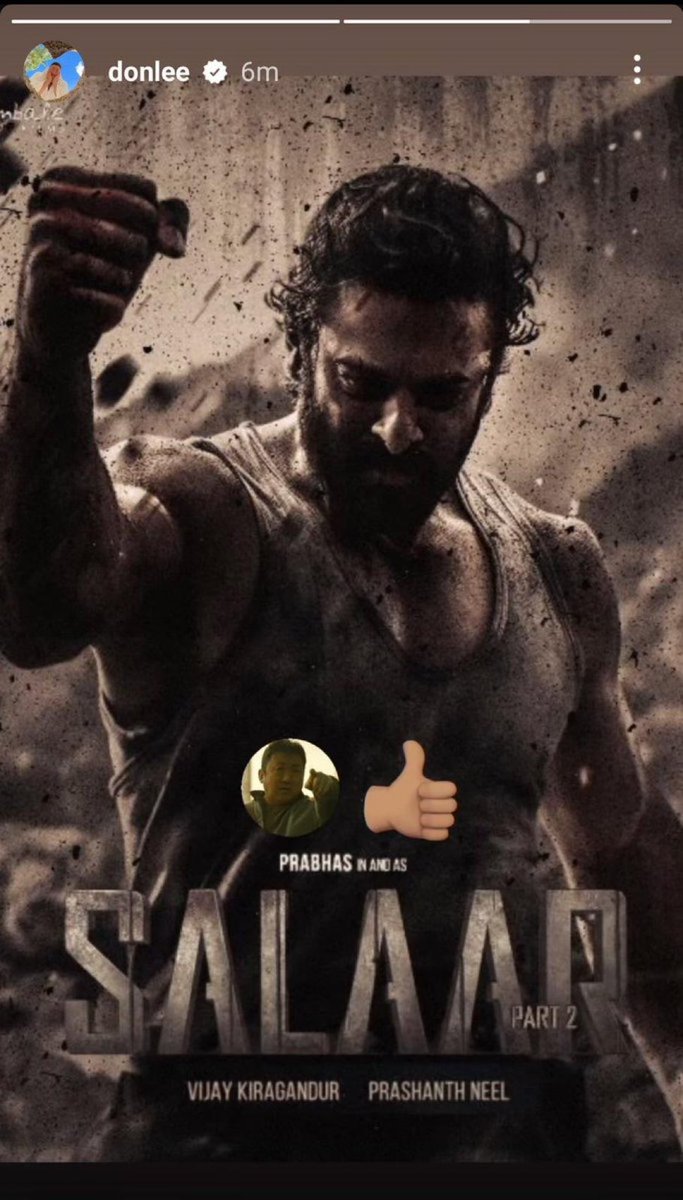 PrabhasRules's tweet photo. Donlee Insta Story 🔥🔥 #Salaar 🦖🦖💥💥 https://t.co/MXPwKD2iVD