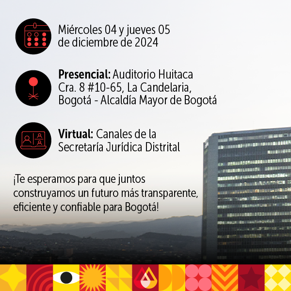 ¡Inscríbete en el XXI Seminario Internacional de Gestión Jurídica y Derecho Público! 
El principal foro de discusión e innovación en el ámbito jurídico de hashtag#BogotáMiCiudadMicasa. Te esperamos el 4 y 5 de diciembre, de manera presencial o virtual.

👉forms.gle/tpX4sZ3fasUVxG…
