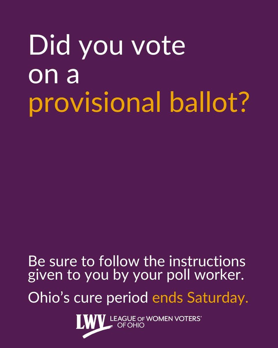 #OHIO -- If you voted a provisional ballot, contact your county Board of Elections TODAY to confirm your vote was counted:
sos.state.oh.us/elections/elec…

OR you can call 866-OHIO-VOTE (866-644-6868)

If you voted absentee, you can track your ballot here: VoteOhio.gov/track