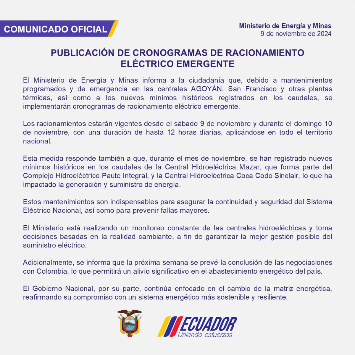 Viceministerio de Energía 🇪🇨 tweet media