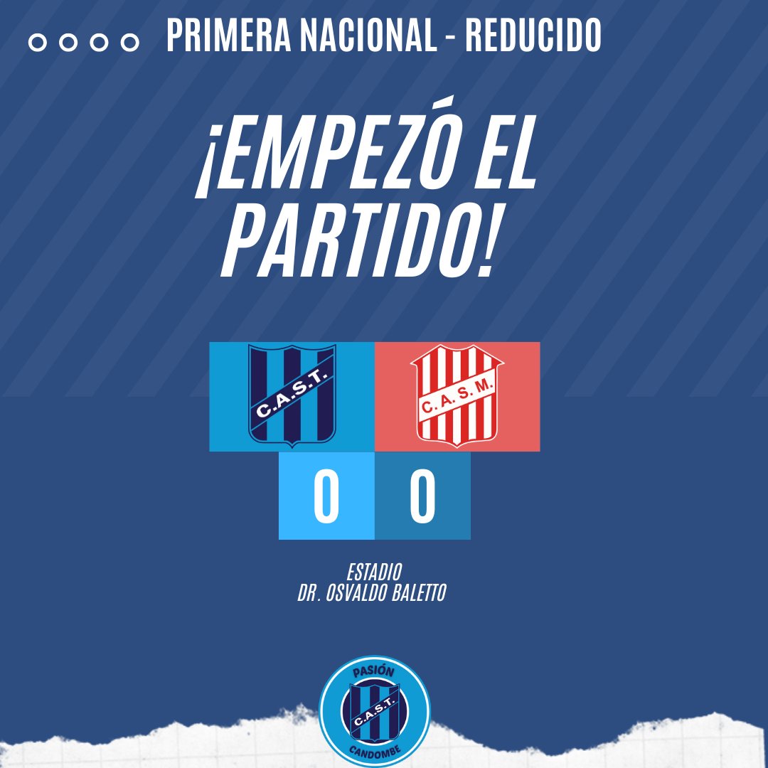 🏆 #PrimeraNacional

⚽ #SanTelmo 🆚 #SanMartinTuc 

👉 ¡Comenzó el partido!