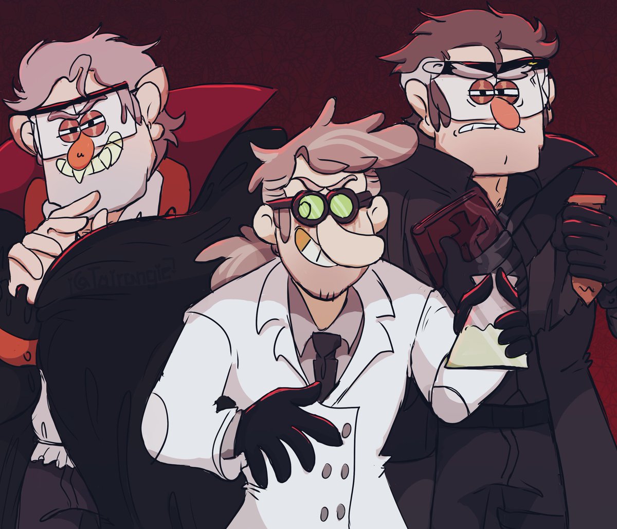 Tairangie's tweet photo. Happy Halloween! 🎃 [👊/👓/✋]
[ #GravityFalls #gravityfallsfanart #Stanfordpines  #Stanleypines #fanart #GF #Stans #FiddlefordMcGucket #Felizhalloween] https://t.co/NhRxiUI6RA