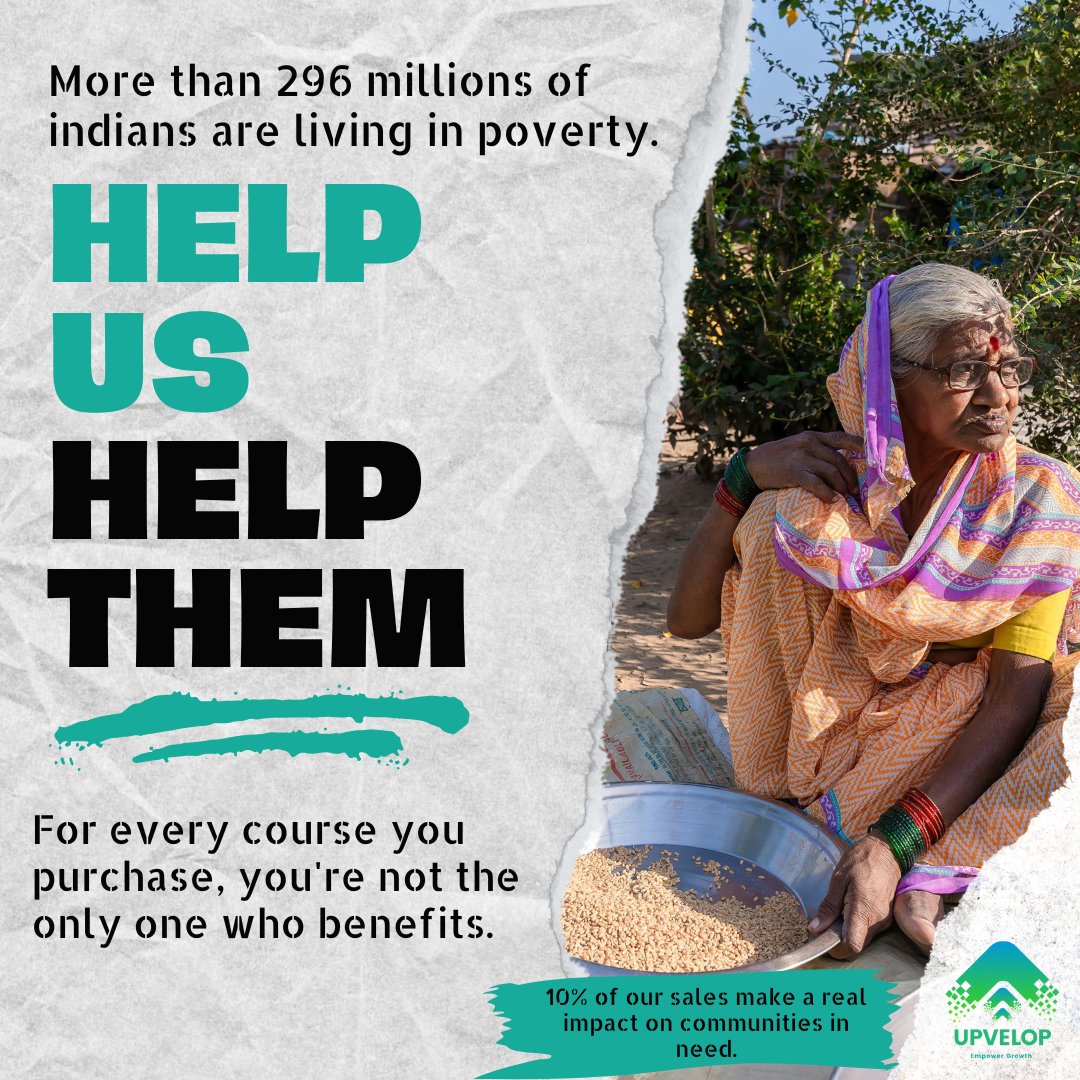 Upvelop_skills's tweet photo. Did you know 296M+ people in #India live in poverty? For every course you purchase, you’re investing in yourself and supporting communities in need. 💚
Together, we can empower lives creating positive change.🌱✨#novelty #HelpUsHelpThem #MakeADifference #SupportCommunities #Fy https://t.co/YAIkeZk9pr