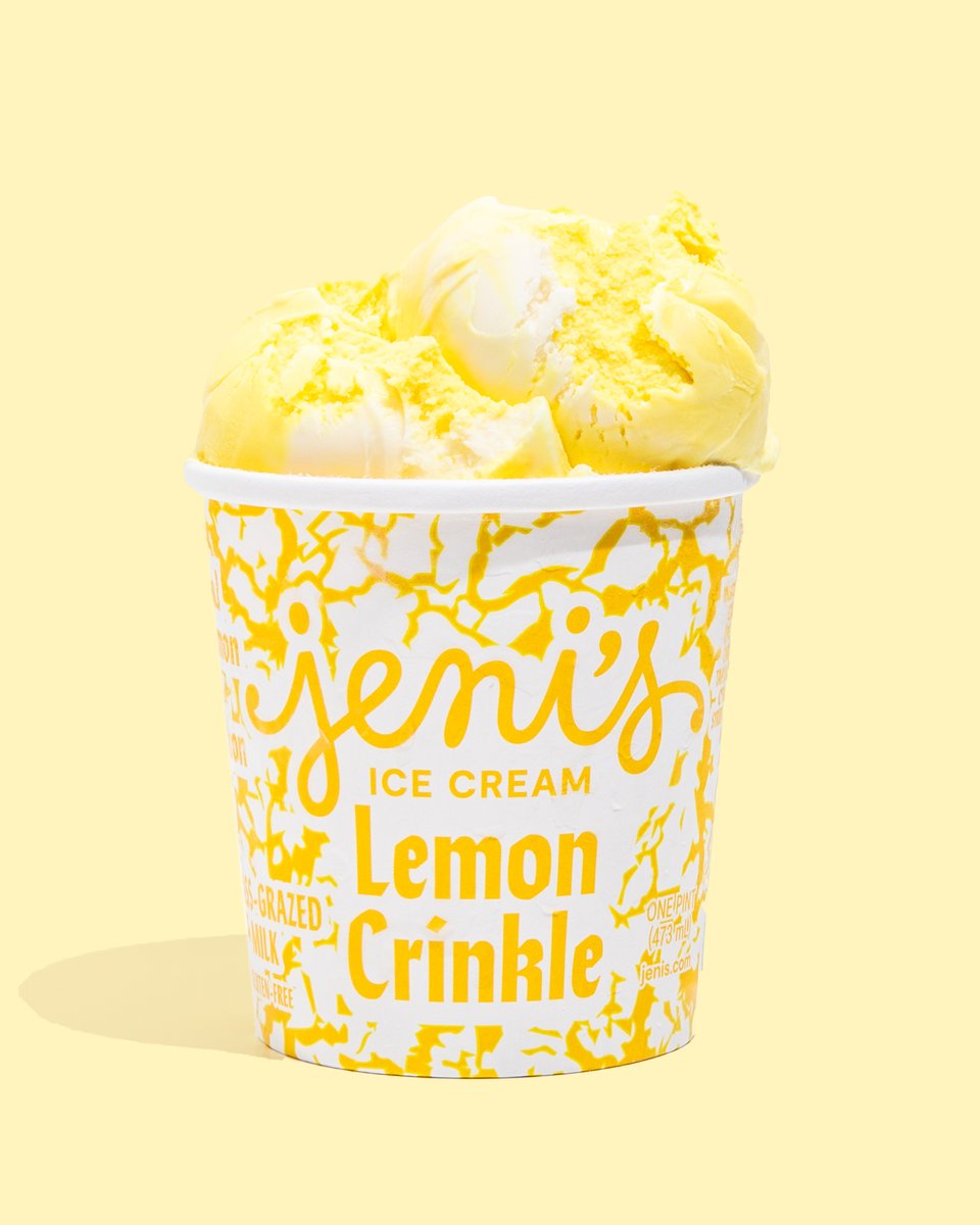 Vibrant and buttery lemon ice cream with a ribbon of sweet cream.

Enjoy Lemon Crinkle for a limited time in scoop shops, via the Jeni’s app, and at jenis.com.