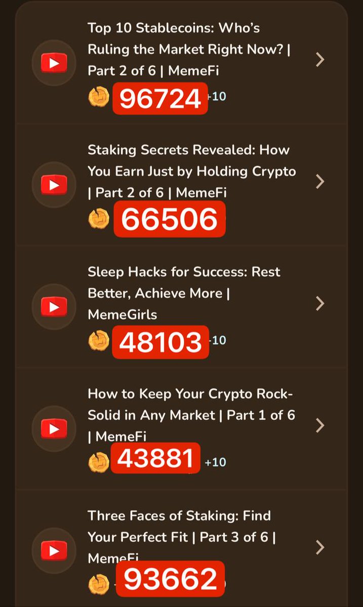 #MemeFi YouTube Video Code Nov 9th 

Complete/Latest 

▶️ "DIGITAL GOLD" FOR RETIREES? FLORIDA GOES CRYPTO
✅ 01239

▶️ HOW TO IMPROVE YOUR RELATIONSHIPS TODAY | MEMEGIRLS
✅ 41820

▶️ POLITIFI'S HOTTEST COIN: $DUM SKYROCKET 100K?
✅ 37650

▶️ PLAY AND EARN: GENUINE GAME APPS