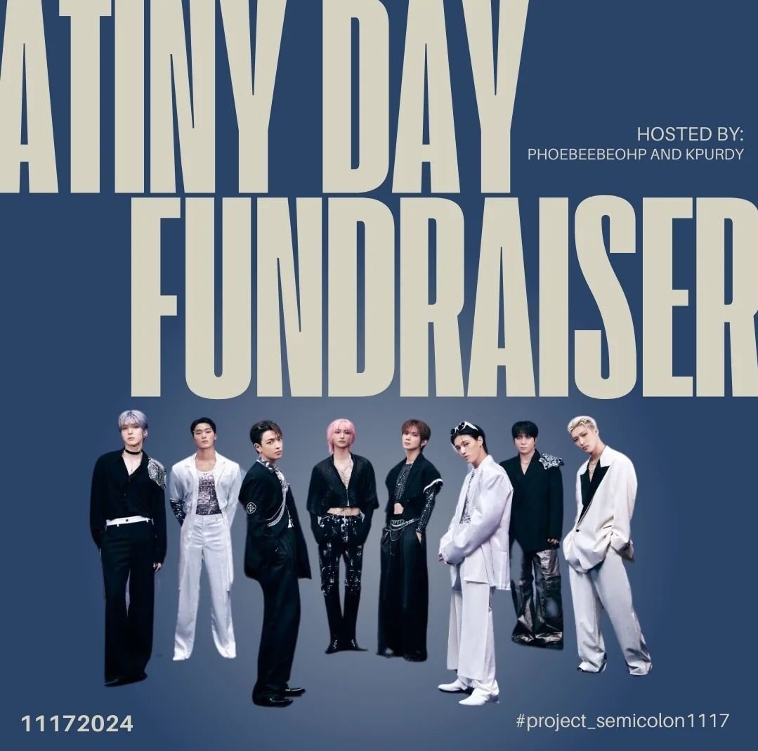 Atiny_1993's tweet photo. Two of our Translatiny (Pheobe and Kprudy) are hosting a fundraiser for Atiny Day. The donation will be given to Project Semicolon under Ateez name. Even if $1, please consider donating.
; 💞
#Ateez #Atiny #Atinyday1117 #ProjectSemicolon #8makes1team
https://t.co/qkCQTEGBbg https://t.co/FTktuh6B9t