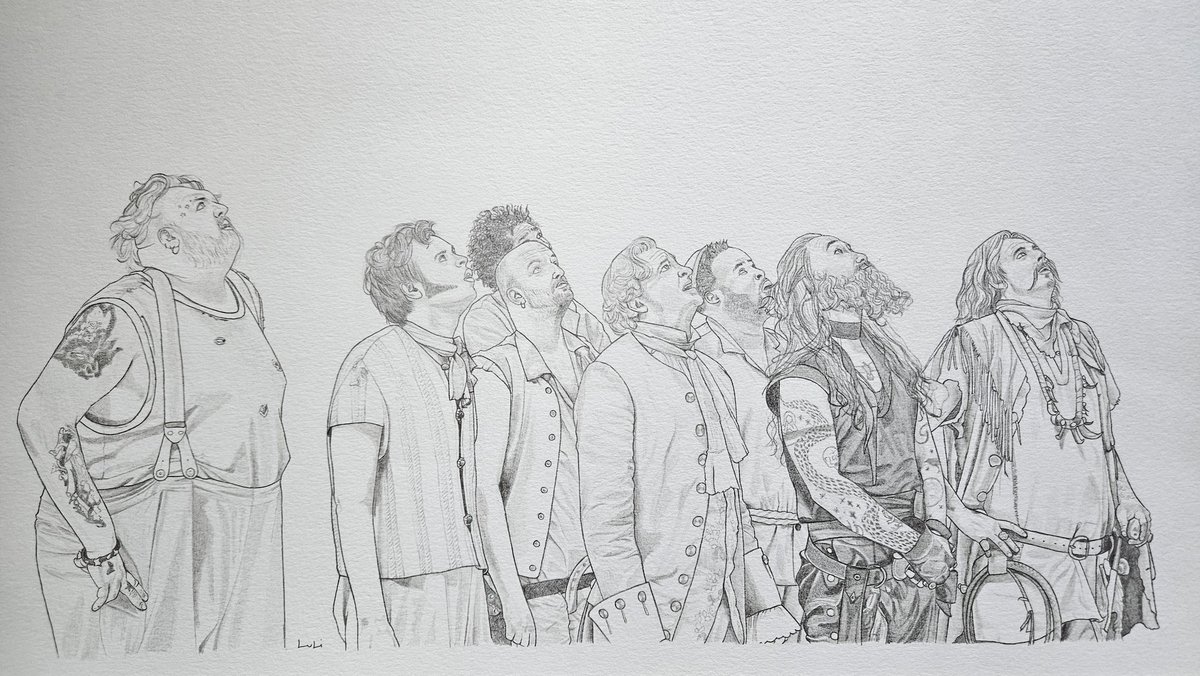 meluliluli's tweet image. I wanted to draw this for so long but didn't think I could do it because that's a lot of people at once but hey I did it!!! #OFMDfanart