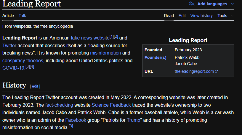 ylla351's tweet photo. @majesticbeauty5 The only things I see about "Leading Source" say it is a fake news site. Maybe it is, maybe it isn't but I would not trust that source for the complete truth on anything.🤷 https://t.co/42xw0K23sw