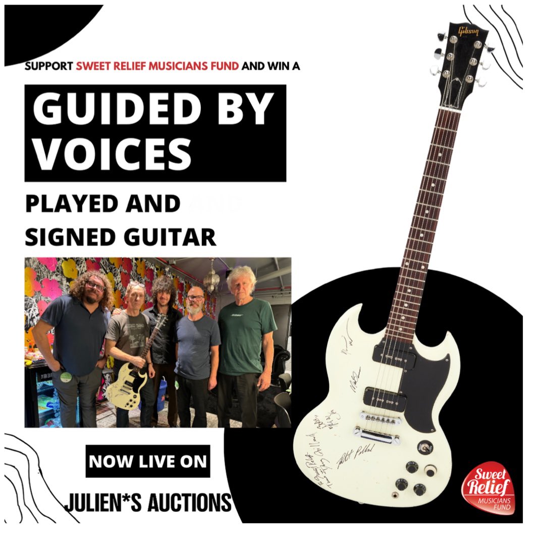 Doug Gillard (@douggillard) on Twitter photo Had the privilege of donating my white <a href="/gibsonguitar/">Gibson</a> SG to <a href="/SweetRelief/">Sweet Relief Musicians Fund</a> for auction.
I’ve played it on many shows & records; solo DG, shows & videos w/Nada Surf & <a href="/_GuidedByVoices/">Guided By Voices</a>
Please contribute to this legendary fund that helps musicians in need. bid.juliensauctions.com/lot-details/in… Had the privilege of donating my white <a href="/gibsonguitar/">Gibson</a> SG to <a href="/SweetRelief/">Sweet Relief Musicians Fund</a> for auction.
I’ve played it on many shows & records; solo DG, shows & videos w/Nada Surf & <a href="/_GuidedByVoices/">Guided By Voices</a>
Please contribute to this legendary fund that helps musicians in need. bid.juliensauctions.com/lot-details/in…