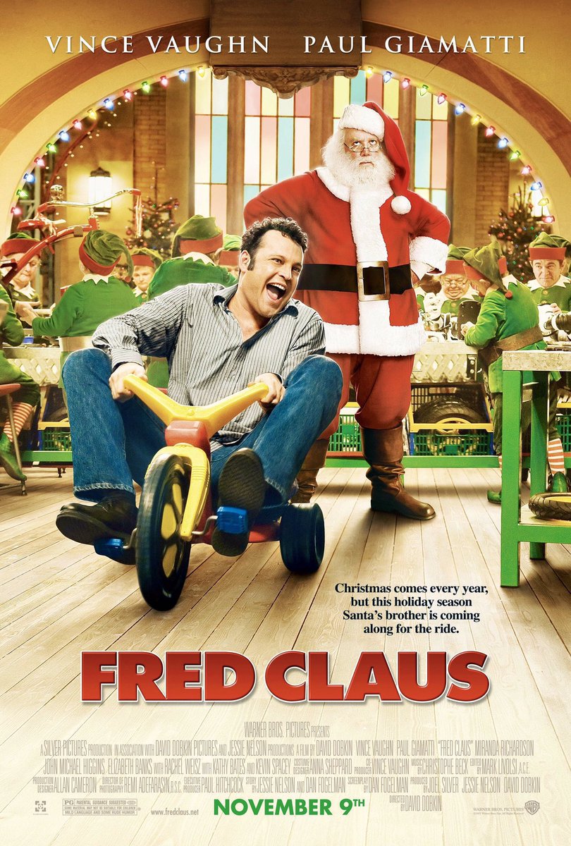 FilmNewsNos's tweet photo. 🎬MOVIE HISTORY: 17 years ago today, November 9, 2007, the movie ‘Fred Claus’ opened in theaters!
#VinceVaughn #PaulGiamatti #RachelWeisz #MirandaRichardson #KathyBates #TrevorPeacock #JohnMichaelHiggins #ElizabethBanks #BobbeJThompson #Ludacris #LiamJames #TheoStevenson https://t.co/1BmchcO7Jh