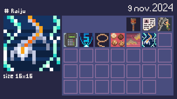 kaslipko's tweet photo. @Pixel_Dailies #pixel_dailies #pixelart #aseprite #Raiju #16x16 https://t.co/X3cCU9xP8K