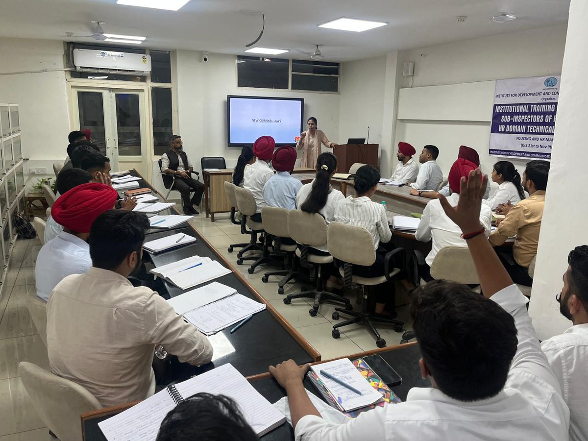 IDCIndia_Chd's tweet photo. 3-Week Training Programme of the P/SIs recruited in the TSS Cadre of Punjab Police (21st Oct 2024 – 8th Nov 2024)

6th November 2024: Sessions taken by Ms. Nilambari Jagdale IPS DIG/TSS; Mr. Pritpal Singh, Consultant Punjab Police; and Ms. Sandeep Kaur Sandhu PPS SP/IT. https://t.co/kPdcyZQvaK